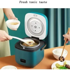 Riskokare - Mini Elektrisk Riskokare Hem Köksapparater 1.2L Värme Matångkokare Multifunktionell Matkokare (Färg: mörkgrön)