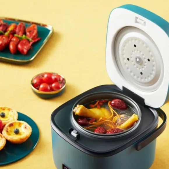 Riskokare - Mini Elektrisk Riskokare Hem Köksapparater 1.2L Värme Matångkokare Multifunktionell Matkokare (Färg: mörkgrön)
