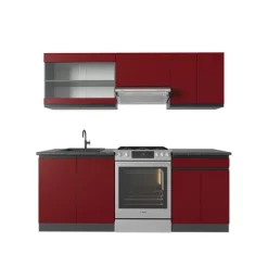 R-Line Kök, 200 cm J-Shape, Röd/Antracit, Vicco