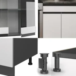 R-Line kök, 200 cm J-Shape, vit/antracit, Vicco