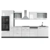 R-Line kök, 350 cm med högskåp, PT Marble, Blank vit/Antracit, Vicco
