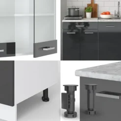 R-Line kök, 140 cm, PT Antracit, Blank antracit/vit, Vicco