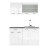 R-Line kök, 140 cm, PT antracit, blank vit/vit, Vicco