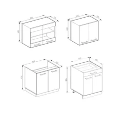 R-Line kök, 140 cm, PT antracit, blank vit/vit, Vicco