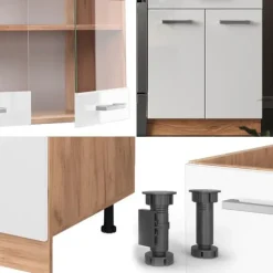 R-Line kök, 200 cm, PT Antracit, Blank vit/Gyllene ek, Vicco