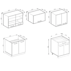R-Line Kök, 200 cm, PT Ek, Röd/Antracit, Vicco