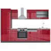 R-Line kök, 300 cm, PT Marble, Bordeaux högblank/antracit, Vicco