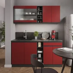 R-Line Kök, 160 cm, PT Marmor, Röd/Antracit, Vicco