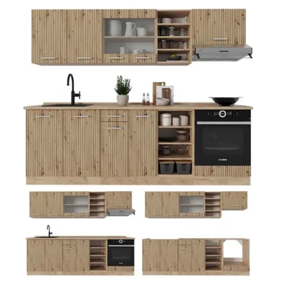 R-Line kök, 240 cm utan bänkskiva, Artisan Oak/Golden Oak, Vicco