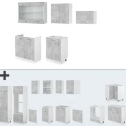 R-Line kök, 200 cm utan bänkskiva, Betong/vit, Vicco