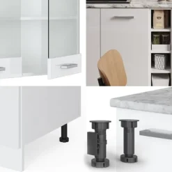R-Line kök, 160 cm utan bänkskiva, blank vit/vit, Vicco