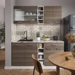 R-Line kök, 160 cm utan bänkskiva, ädelgrå/vit, Vicco