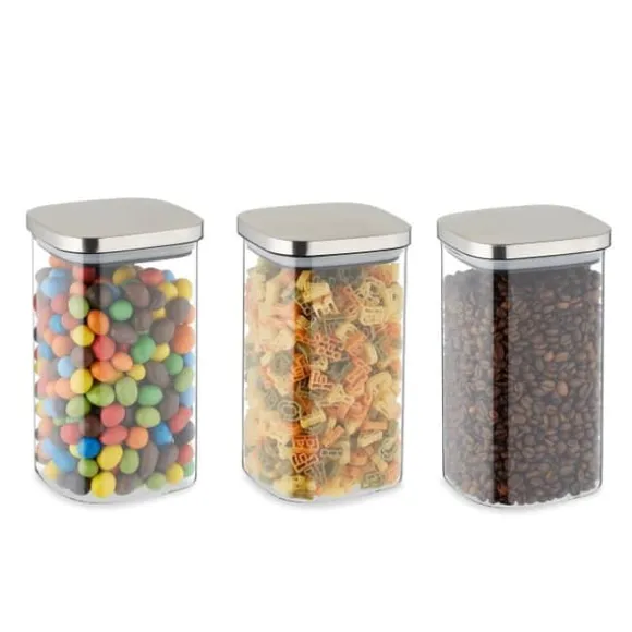 Robust set med 3 förvaringsburkar med lock 1200 ml