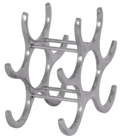 Rootz design vinställ i aluminium 6 flaskor i silver 29x24x14 cm - Flaskställ vintillbehör platt modernt - Metall Dekorativ vinflaskhållare Smal köksh | CDON