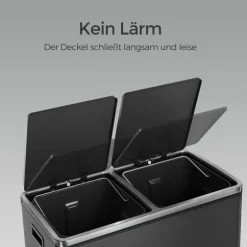 Rootz Dual Compartment Dash Can - Återvinningsfack - Avfallsseparator - 60L Kapacitet - Stålmaterial - 59 cm x 36,5 cm x 65,2 cm