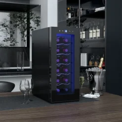 Rootz 12 flaskan vin kylskåp - dryck kylskåp - dryckskylare - energieffektiv - 26,5 cm w x 51,5 cm d x 65 h cm - pekskärm & LED -ljus