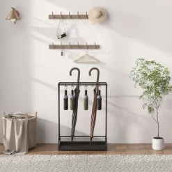 Rootz Paraply Stand - Paraply Holder - Rainwater Collector - 24 Hooks & 21 Openings - Hållbar ståldesign - 50x24x68 cm
