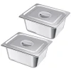 Rostfria ångpannor för hotell, 1/2 storlek x 148mm, 9L bord, anti-sylt, 2-pack