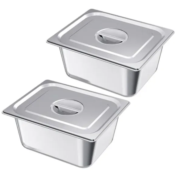 Rostfria ångpannor för hotell, 1/2 storlek x 148mm, 9L bord, anti-sylt, 2-pack