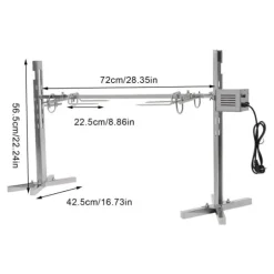 Rostfri spädgrisgrill, elektrisk rotisserie med motor, spett med köttgafflar, 220 V, silver