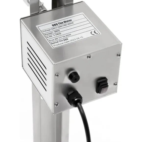 Rostfri spädgrisgrill, elektrisk rotisserie med motor, spett med köttgafflar, 220 V, silver