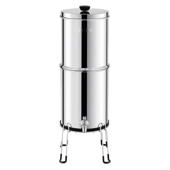 Rostfritt stål 2.25G bänkskivsvattenfilter, 2 filter, effektivt och hållbart, förbättra vattenkvaliteten i hemmet