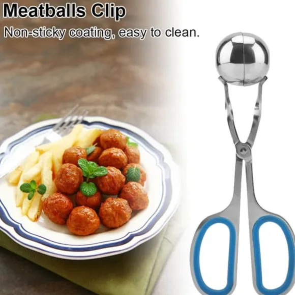 Rostfritt Stål Icke-klibbiga Köttbullar Risbollar Klipp Maker Form Köksverktyg (Blå)