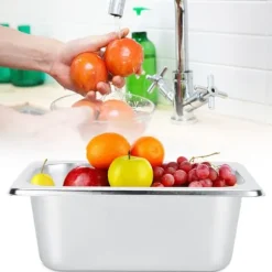 Rostfritt stål matbuffé tallrikar kastruller bricka fat hållare fyrkantig matbehållare
