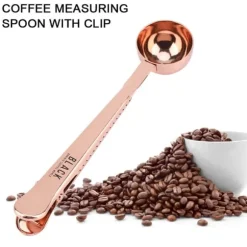 Rostfritt Stål Multifunktionsmåttskopa för Malet Kaffe med Lång Klämma för Påsförsegling