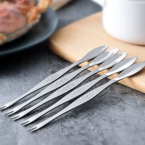 Rostfritt Stål Skaldjursverktyg Krabba Gaffel Sked Krabba Nål Multifunktionell Köttsked