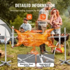 Rotisserigrillset, 176,5x56,5x87 cm, rostfritt stål, justerbar