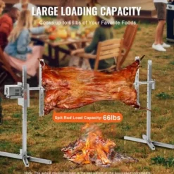 Rotisserigrillset, 176,5x56,5x87 cm, rostfritt stål, justerbar