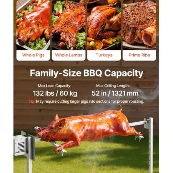 Rotisserigrill, 174x53.5x86 cm, rostfritt stål