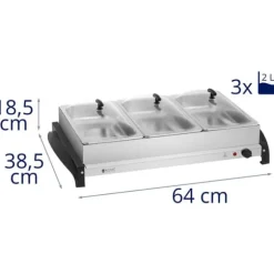 Royal Catering - Buffévärmare - 3 x 2 Liter - 400 W