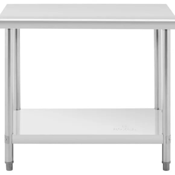 Royal Catering - Rostfri arbetsbänk - 100 x 70 cm - 250 kg lastkapacitet