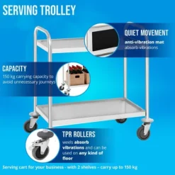 Royal Catering - Serveringsvagn - 2 hyllplan - 150 kg