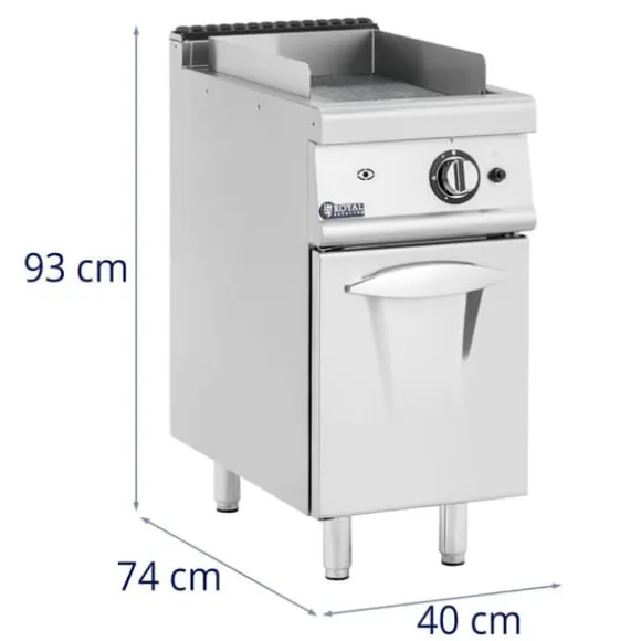 Royal Catering - Stekbord - Gas - 6 kW - Räfflad - 50–300 °C - Propangas / gasol / naturgas - Underskåp
