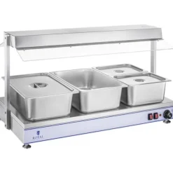 Royal Catering - Värmeplatta med 4 halogenlampor - 2000 W - rostfritt stål