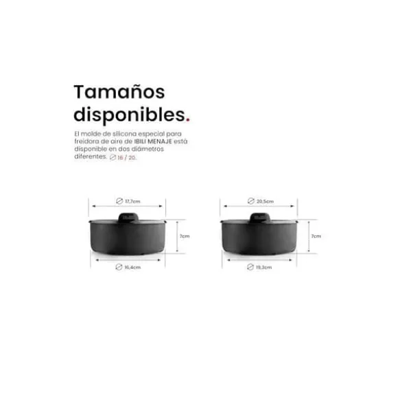 Rund behållare för Luftfritös - IBILI - 100% platina silikon - 20x20x7 cm - Non-stick - Resistens -60°C till 230°C