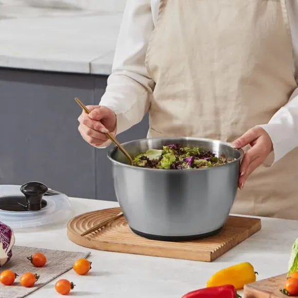 Salladssnurra i rostfritt stål, 4,75 Qt, enhandspress, grönsaks- och salladsrengöring, BPA-fri.