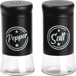 Salt- och pepparkar i svart glas, 2 st.