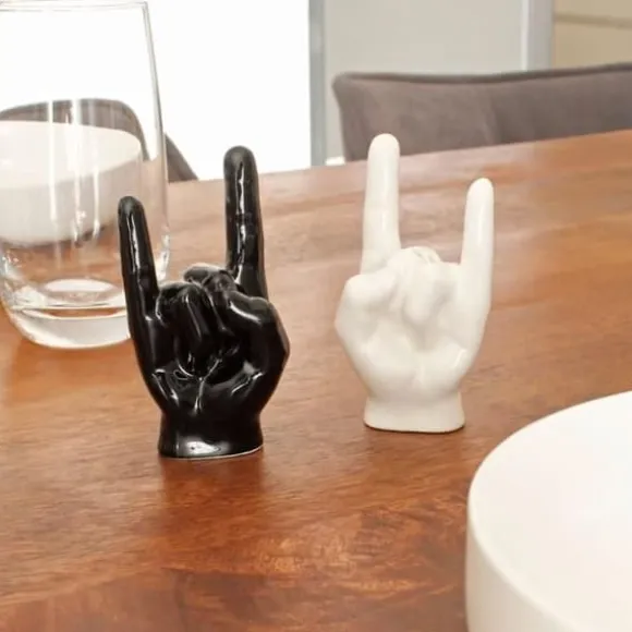 Salt- och pepparkvarn i keramik Rock Hand - Vit
