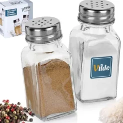 Salt- och pepparset, 2-delad saltkar i glas + pepparskakare, 80 ml, VILDE 229152