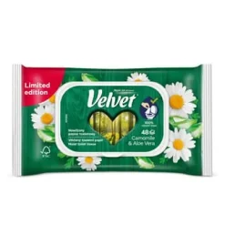 Sammetsfuktat toalettpapper Kamomill och aloe 48 stycken