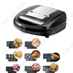 Sandwich- och våffeljärn - TD® - 8 i 1 - Svart - 750W - Non-stick beläggning
