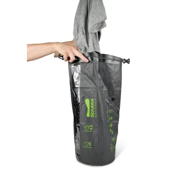 SCRUBBA WASH BAG 13.5L Black, tvättpåse resa, drybag med inbyggd tvättbräda