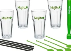 Secret De Gourmet Mojito set 13 delar cocktailglas 330 ml Muddler mixer sugrör