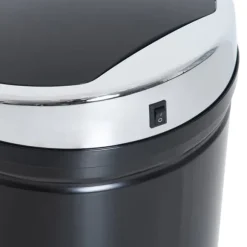Sensor skräpkorg 42L, automatisk med lock, rostfri, för badrum, kontor, kök, svart