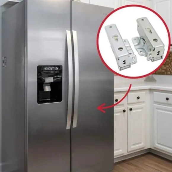 Set med 2 gångjärn för BAUKNECHT, WHIRLPOOL, KITCHENAID, LADEN kyl-frysar