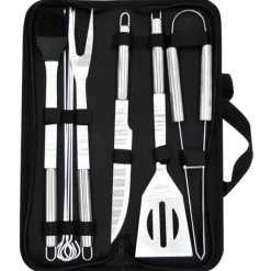 Set med grillverktyg i stål i etui, 10 delar.